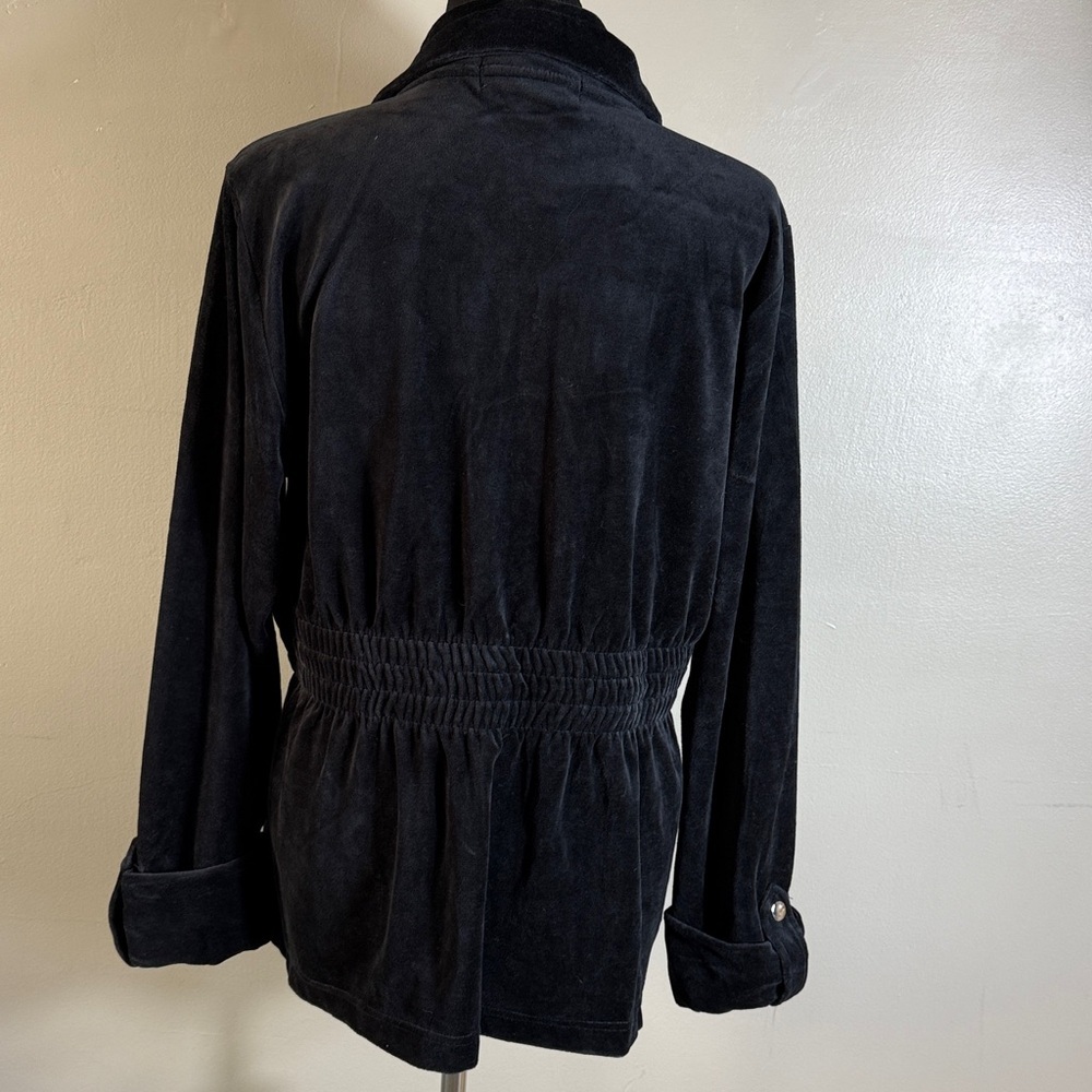 Lynngarbo Black Velour Velvet Hoodie Zip-Up Jacket Embroidered Hearts Sz XL NEW - Picture 5 of 7